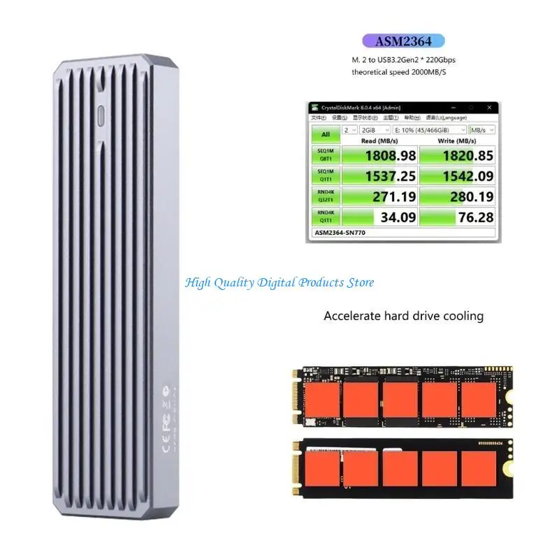 

U2JE M.2 NVME SSD Корпус SOLTE DIRSE CASE SDD с USB для M.2 SSD 20 Гбит / с ASM2364 для 2230 2242 2260 2280