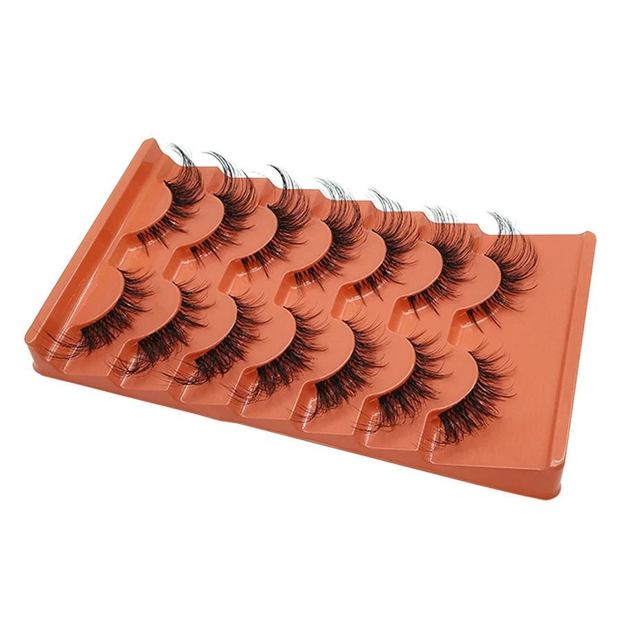 7 أزواج من الرموش الصناعية ذات العين المانجو الرقيقة 8D تمديد الرموش بأكملها بشكل طبيعي، مما يضيف الإشعال إلى العينين