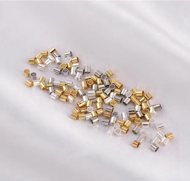 100pcs/lot 2mm Positioning Copper Tubes 18K Gold Plated Crimp Beads Accessories Wholesale For Jewelry Making Findings Supplies