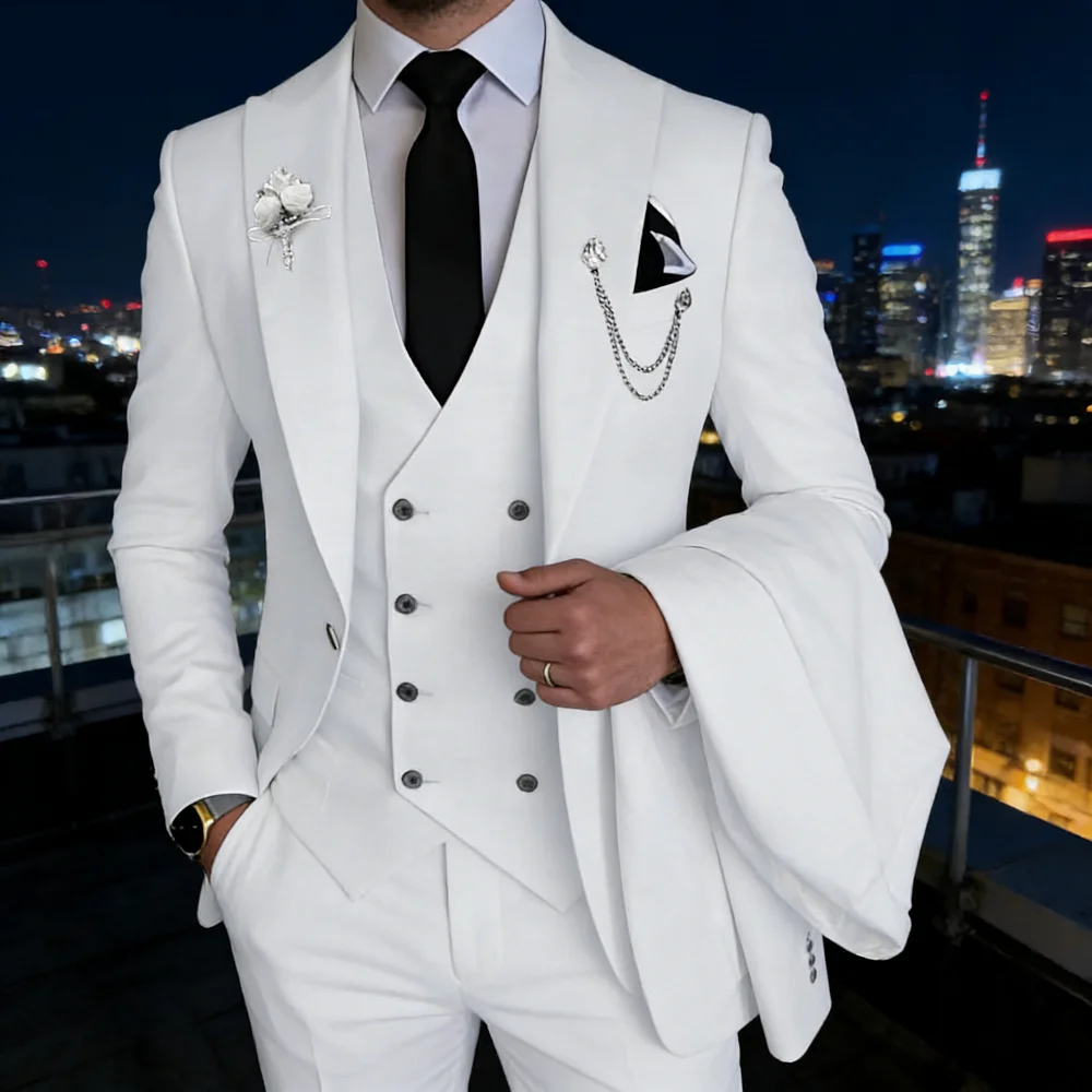 

Chic Blue Men's Terno Set with 3-Piece Jacket Pants Vest Notch Lapel Slim Fit Blazer High Quality for Formal Occasions