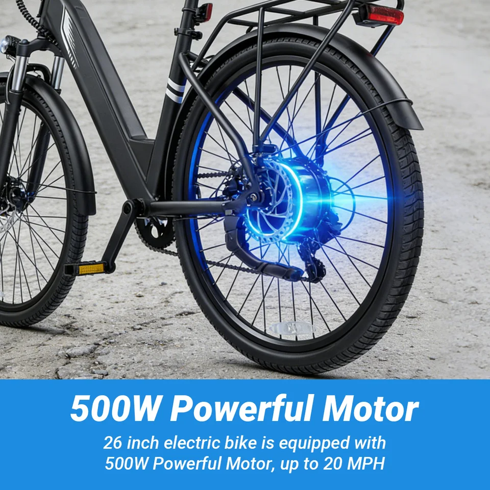 DYU C7 Adult Electric Bicycle 500W Motor 480WH Lithium Battery Electric Bike 7-speed City E bike，Max Speed 20MPH E-BIKE image 3