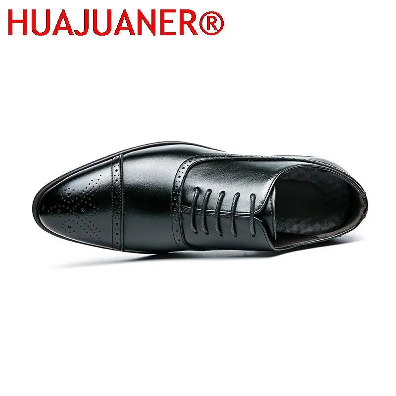 Genuine leather Oxfords Men Shoes Red Sole Fashion Business Casual Party Banquet Daily Retro Carved Lace-up Brogue Dress Shoes