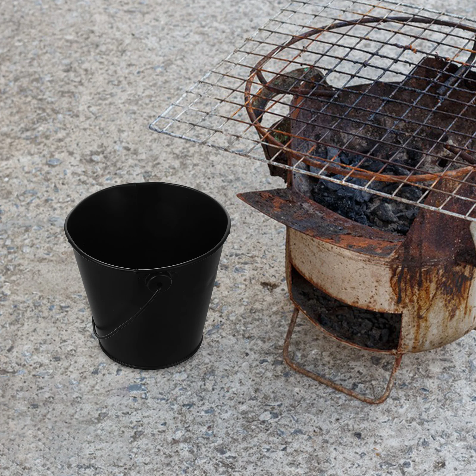 BBQ Frying Pan Drip Bucket Grill Oil Accessory with Lid Grease Supplies Tinplate Child Trashcan