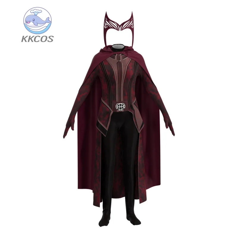 Wangda Vision القرمزي تأثيري الساحرة زي تاج مقنعين عباءة المرأة ماجيك بطل الزي لحفلة الهالوين KKCos