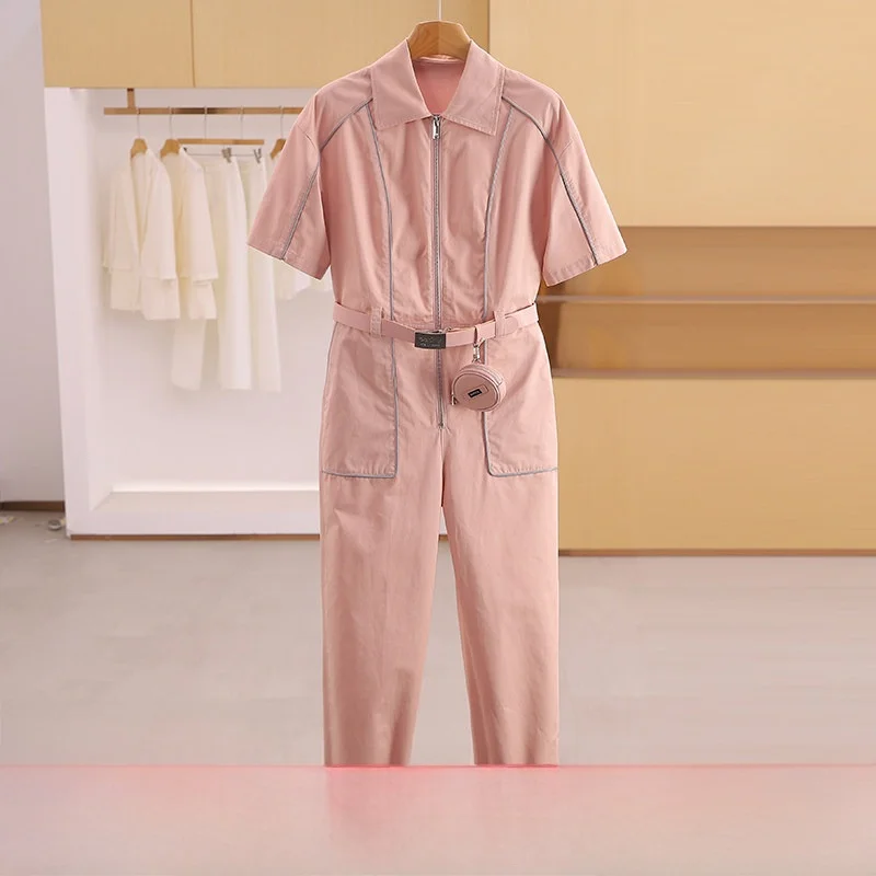 

Модный повседневный комбинезон с высокой талией из хлопка для женщин, весна 2026, однотонный, для офиса, женские брюки