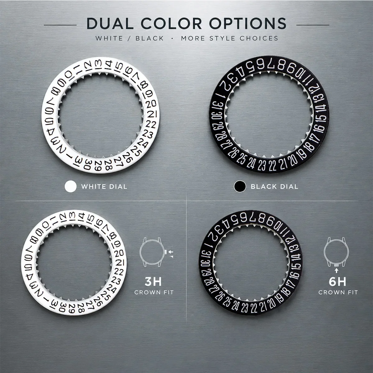 Watch Date Dial for Miyota 9015 Movement White Black Date Calendar Date Display At 3 and 6 O'clock Positions Watch Mod DIY 2026