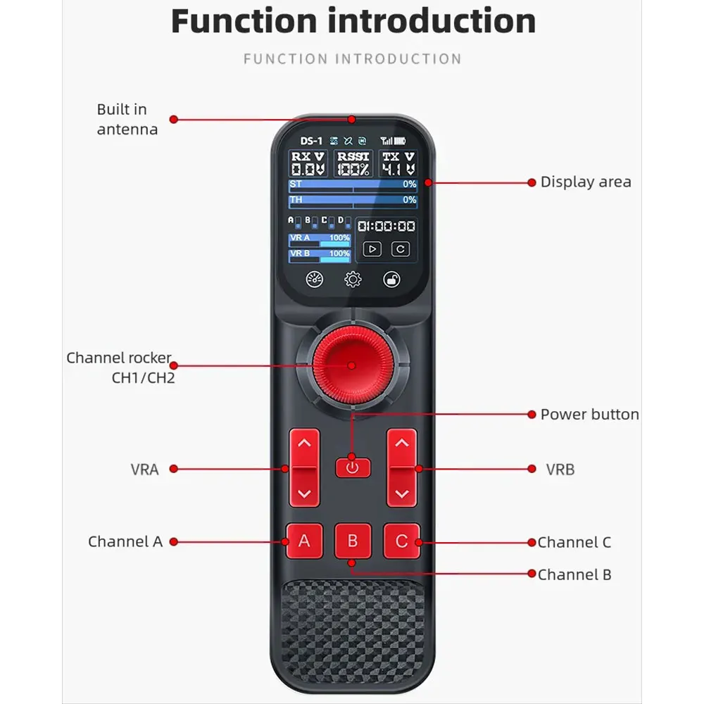 HotRC DS800 2インチカラースクリーン 8CH 2.4G無線システム送信機リモコン 固定速度付き RCカー、トラウラー、フィッシングボート用