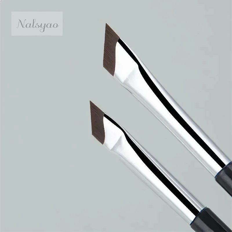 2pcs Angled Blade Eyeliner Brush Ultra Thin Fine Eyebrow Brush Flat Sickle Eyeliner Brushes Makeup Tools