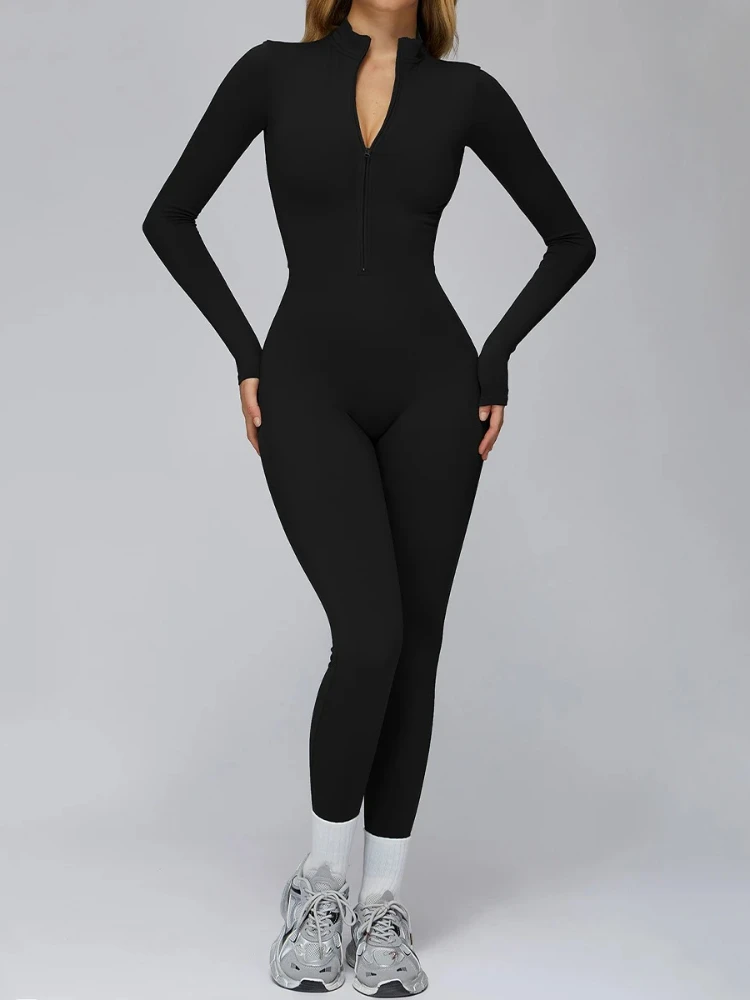 

2025 НОВЫЙ женский комбинезон на флисовой подкладке, термоодежда для йоги на осень-зиму, облегающая цельная спортивная одежда для фитнеса и бега