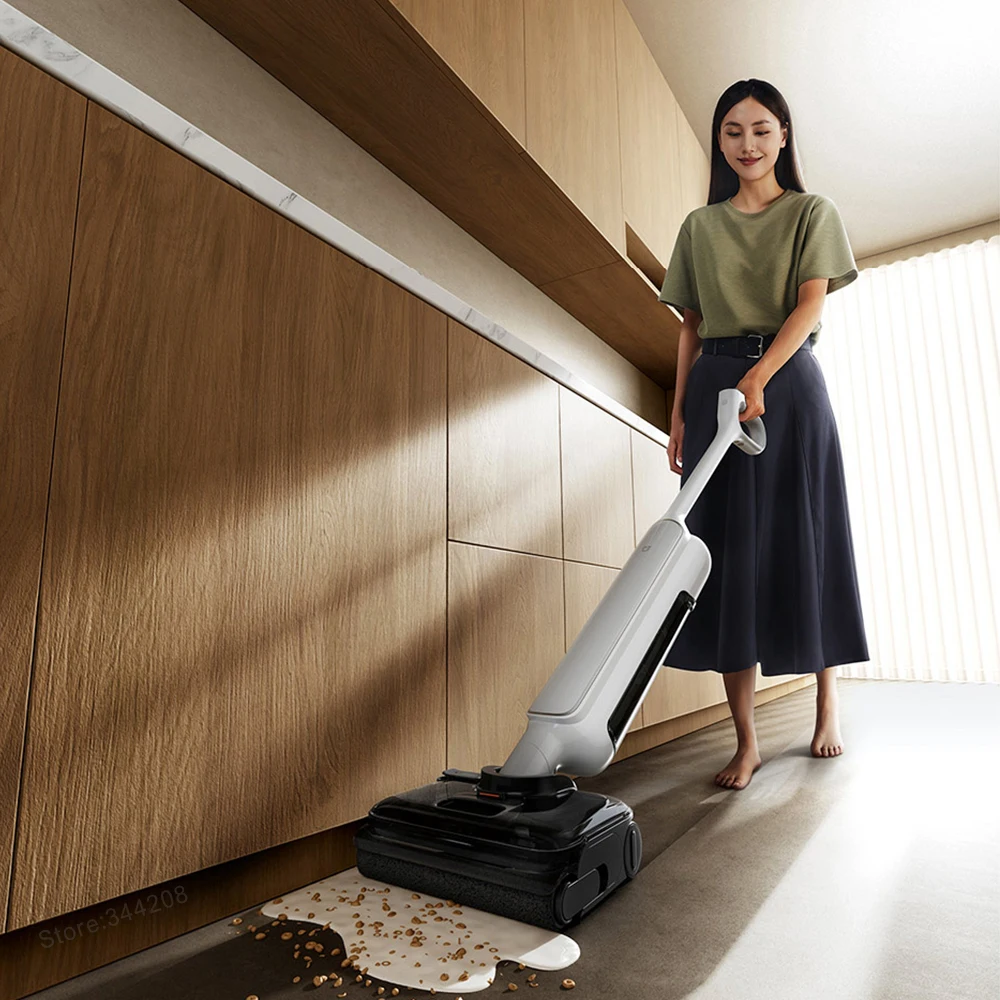 XIAOMI MIJIA Беспроводная противозапутывающая машина для мытья полов 4, домашний ручной пылесос для влажной и сухой уборки, самоочищающаяся гусеничная роликовая щетка, швабра