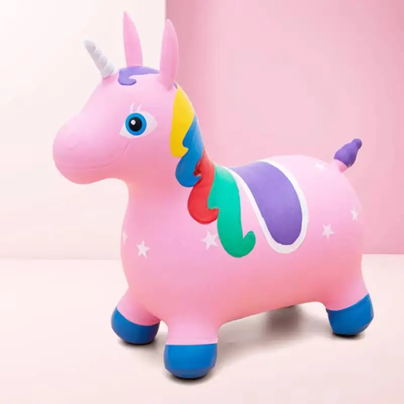 Painted Jumping Unicorn InfInflatable Toy Children's Mount Thickened  Pink Horse