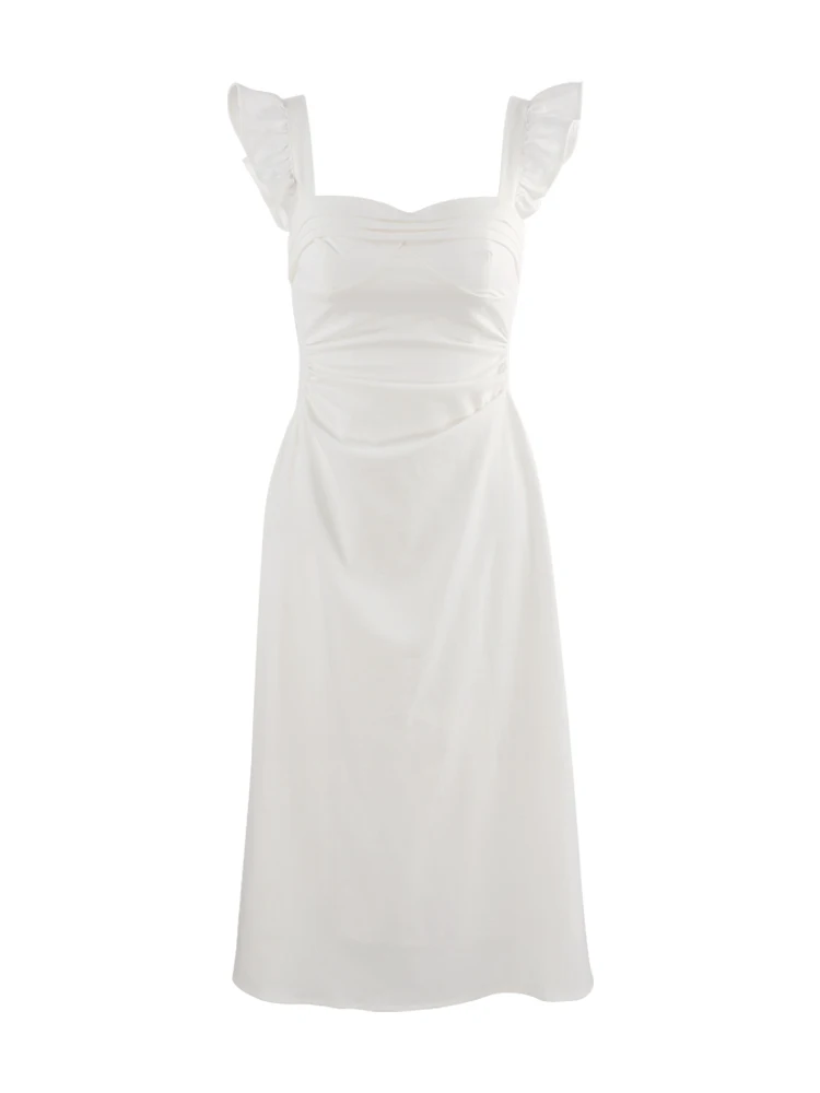 

2025 Women's Clothing Elegant slim pleated suspender dress Spring Summer New 0706