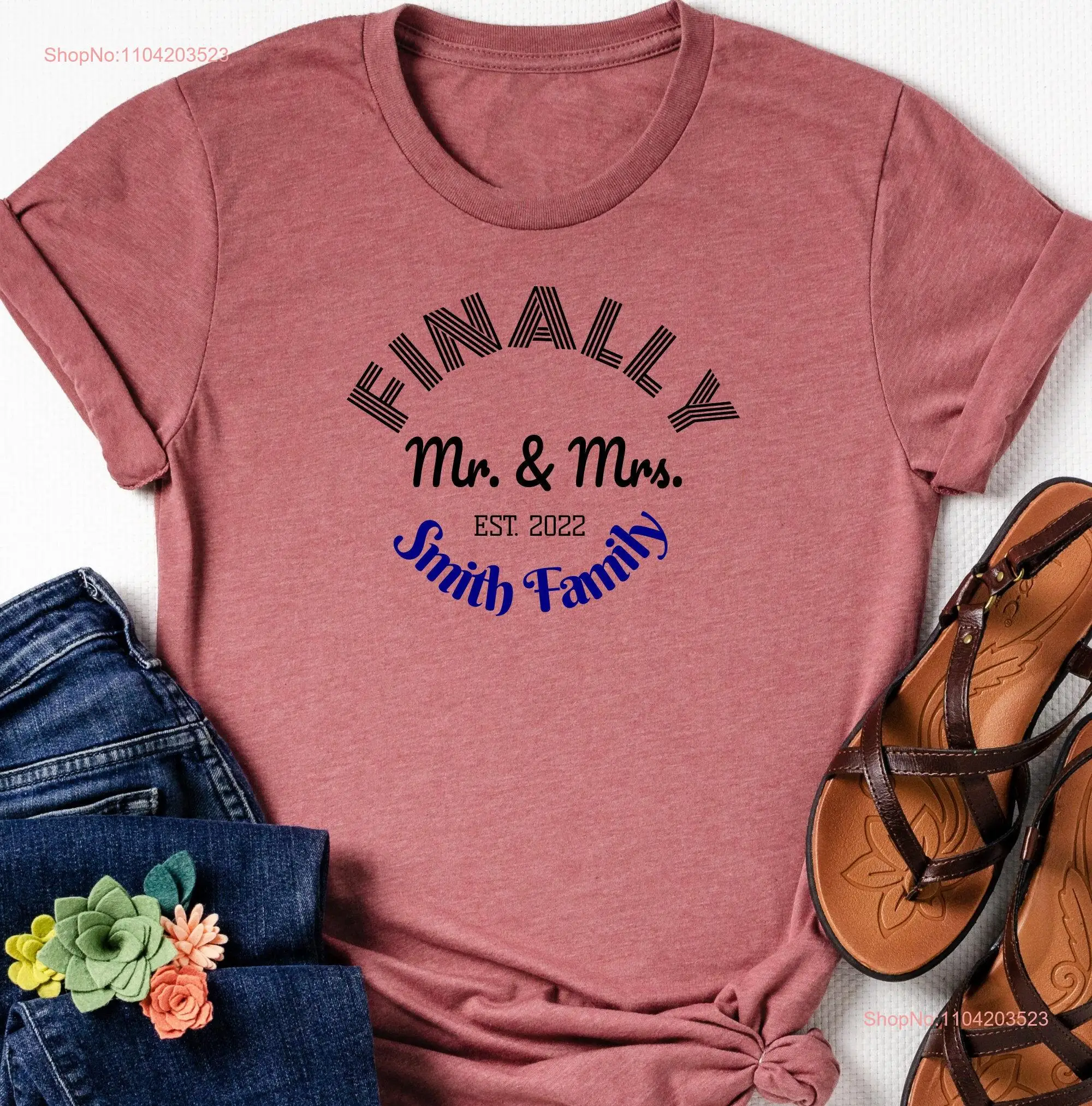 Mr Mrs T Shirt Honeymoon Newlywed Wedding Wife And Hubs Just Married Couples Wifey Hubby long or short sleeves