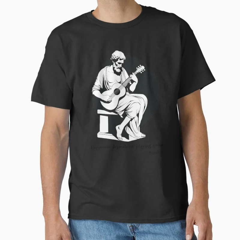 

Aristotle Playing Guitar Collection Where Philosophy Meets Music funny stoicism philosopher gift T-shirt for men large size Tops