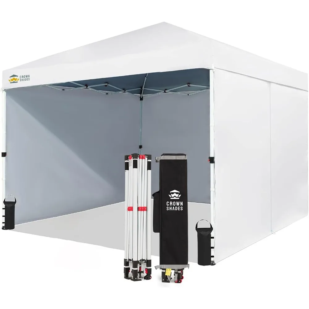10X10 Comercial Instant Canopy Pop Up Tent with Center Lock (10x10 with 4 Sidewalls, White)