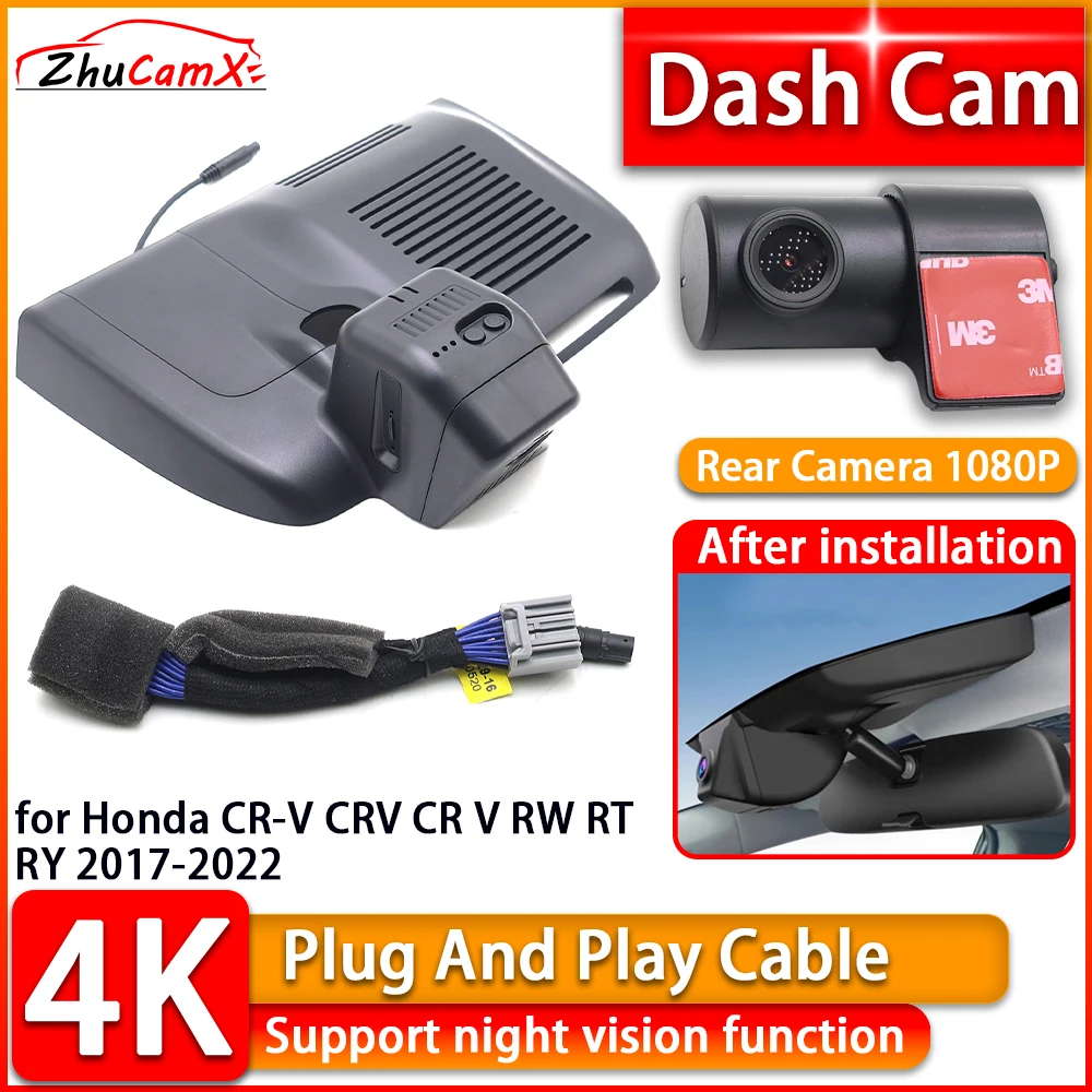 

Wiifi 4K Dash Cam for Honda CR-V CRV CR V RW RT RY 2017-2022 DVR Front Rear Car Camera Plug and Play Video Recorder Night Vision