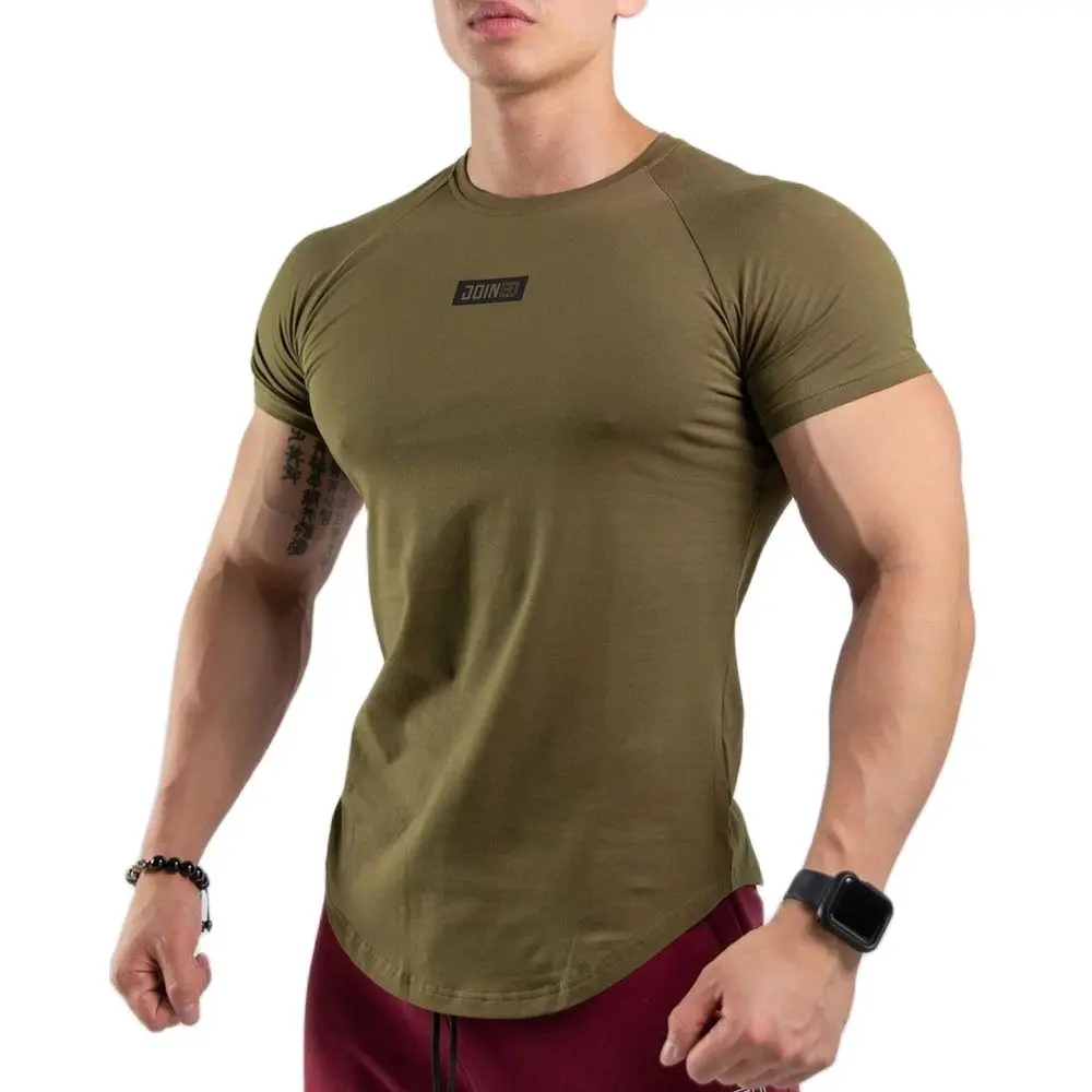 Gym T-shirt Men Fitness Bodybuilding Cotton Skinny Shirt Male Running Sport Jogging Training Tee Tops Crossfit Brand Clothing