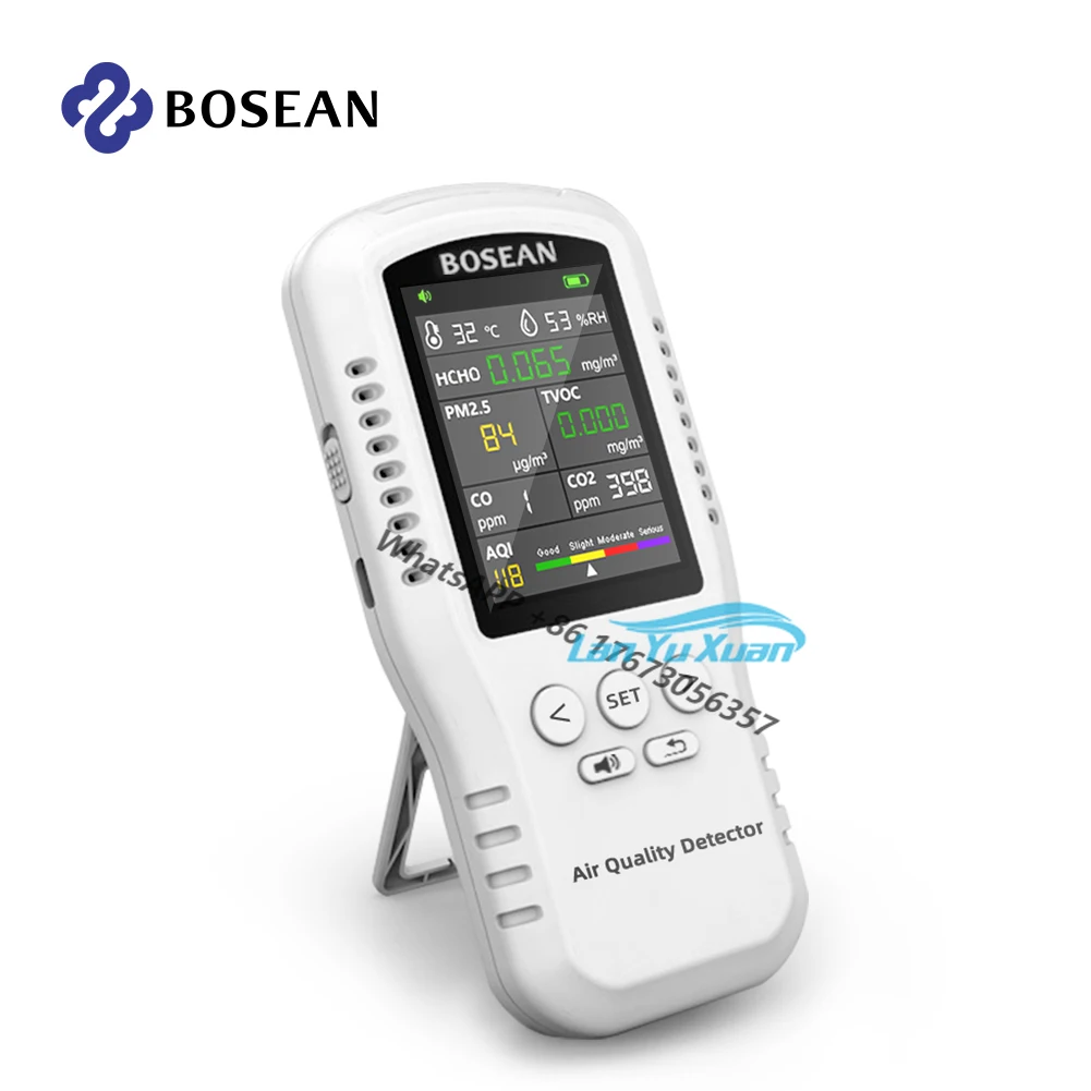 2sets Bosean Air Quality Detector Multi Gas PM2.5 PM10 HCHO TVOC Analyzer Temperature and Humidity  Exhaust  