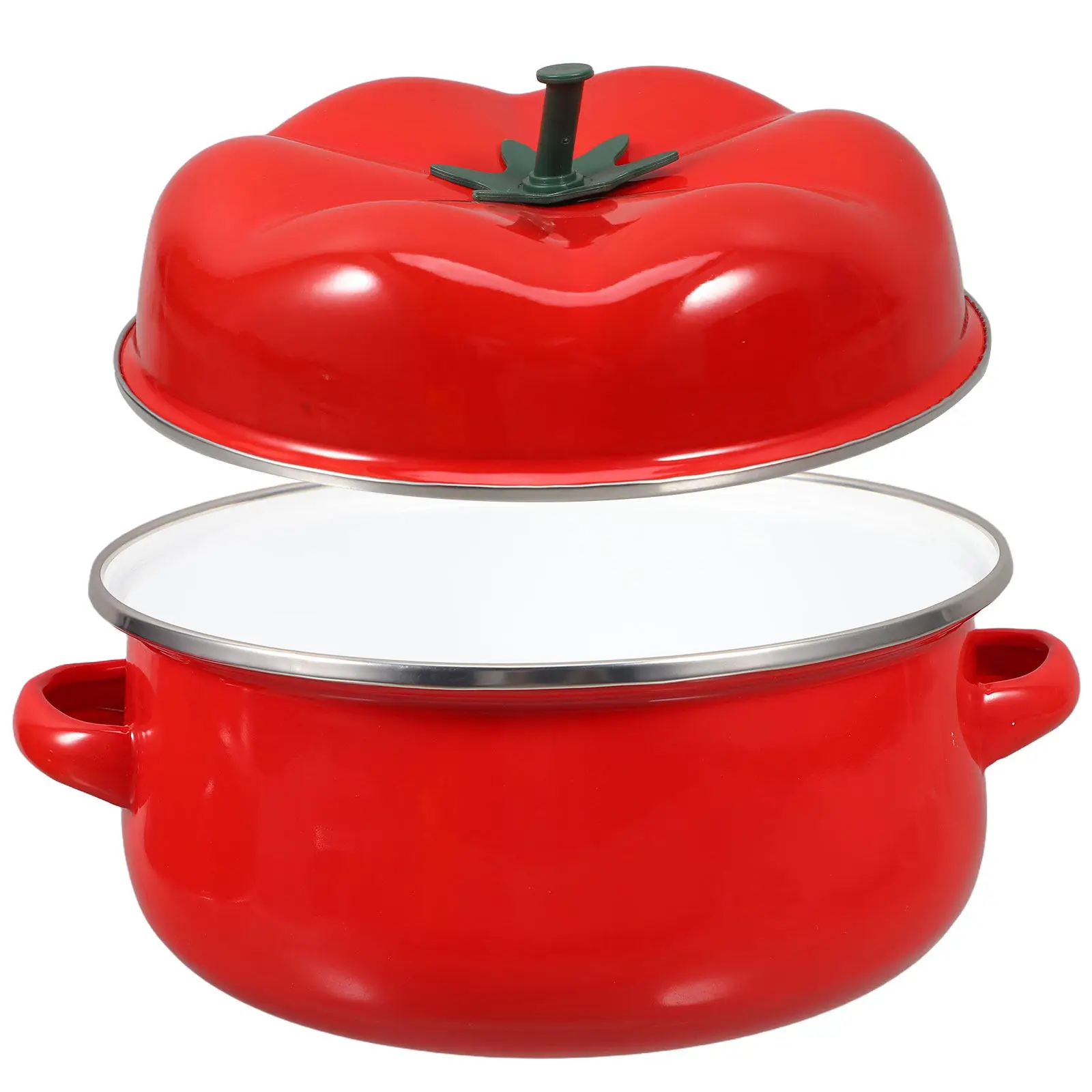 Enamel Tomato Stew Pot Dual Handle Lid Multifunctional Cooking Pot Slow Cooker Soup Stockpot 20Cm Kitchen Cookware