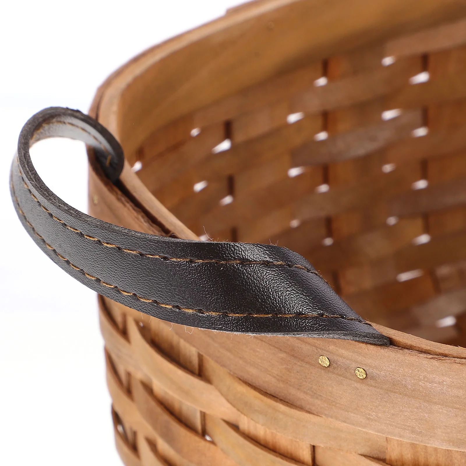 

Wooden Woven Storage Basket Natural Bread Fruit Sundries Organizer Household Decorative Container For Kitchen Countertop