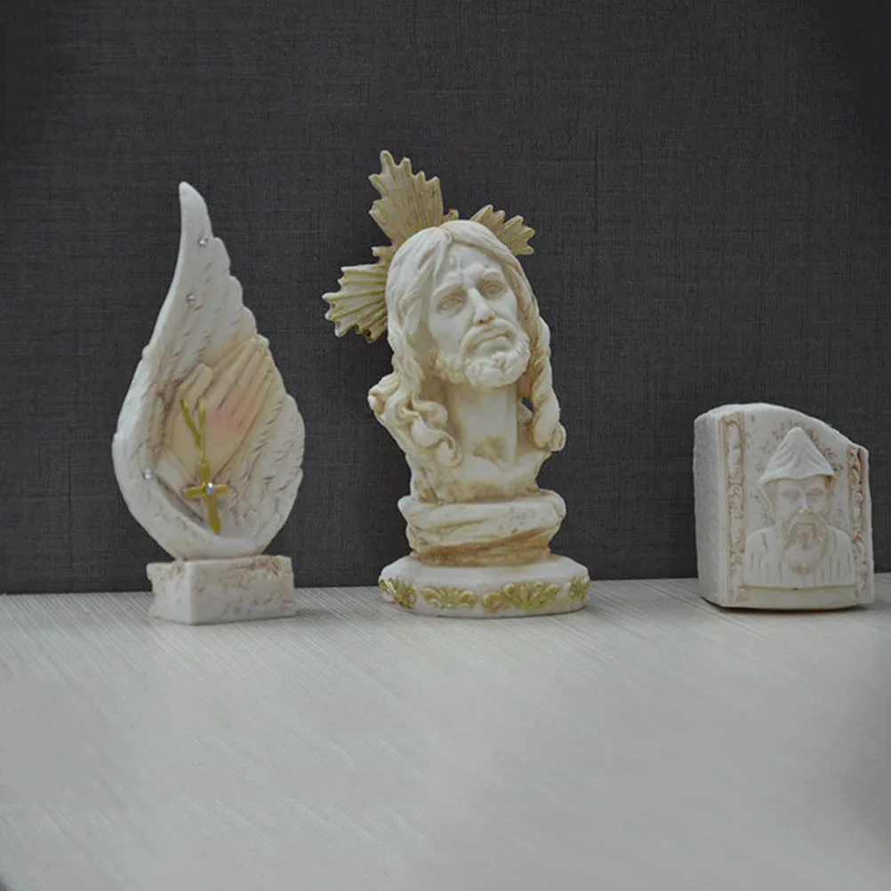 1Pcs Jesus Bust Sculpture Artistic Resin Decoration Creative Craft for Living Room Shelf Bedroom Desk Christian