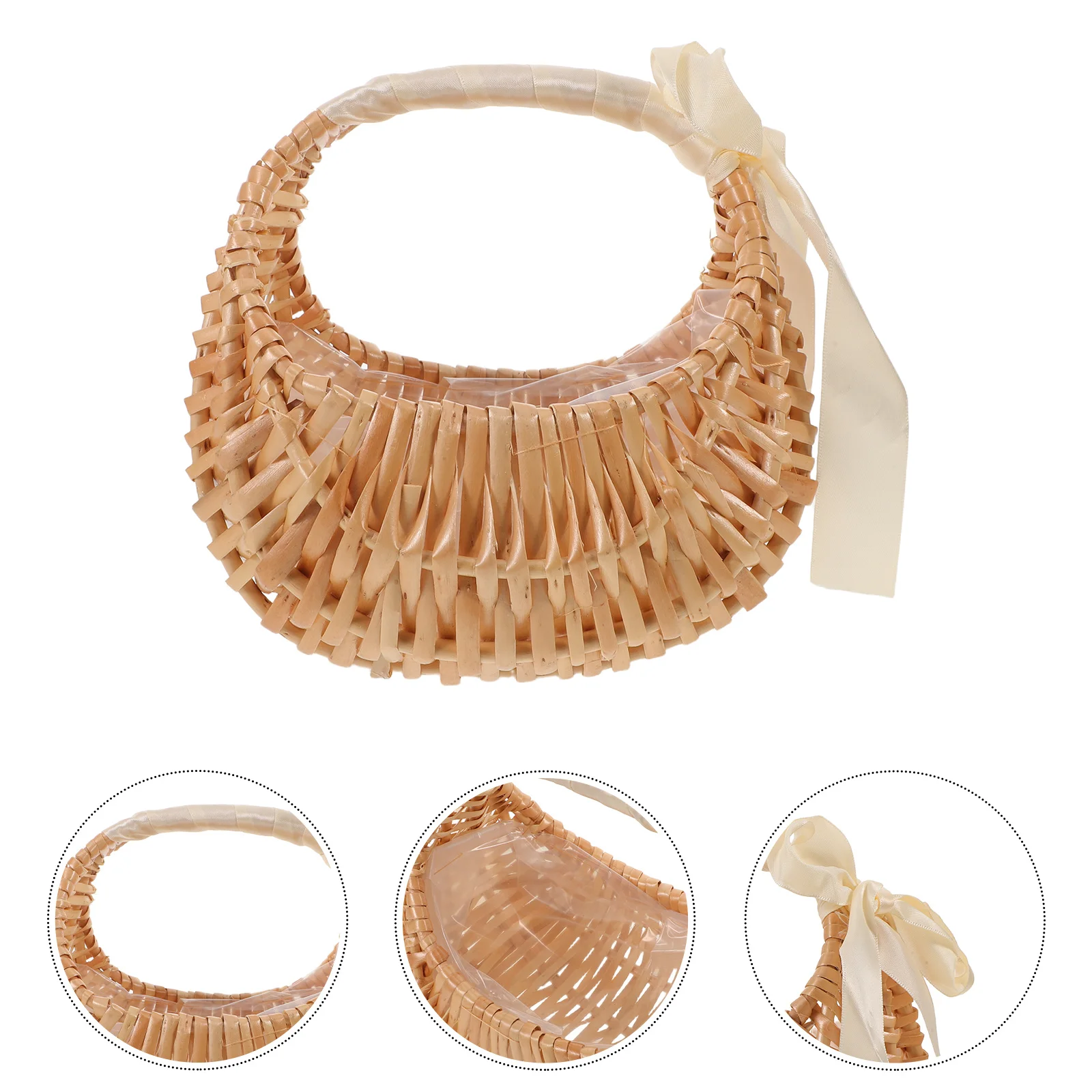 

Flower Girl Wedding Handwoven Willow Ceremony For Petals Confetti Small Wicker With Handle Bridal Party Flower Basket