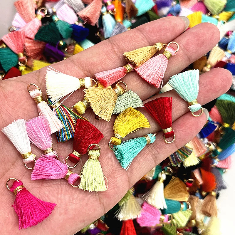 100/50Pcs 20mm Mini Metal Hanging Ring Tassel Trim Pendant DIY Craft Jewelry Handmade Earrings Decor Materials Fringe Trim