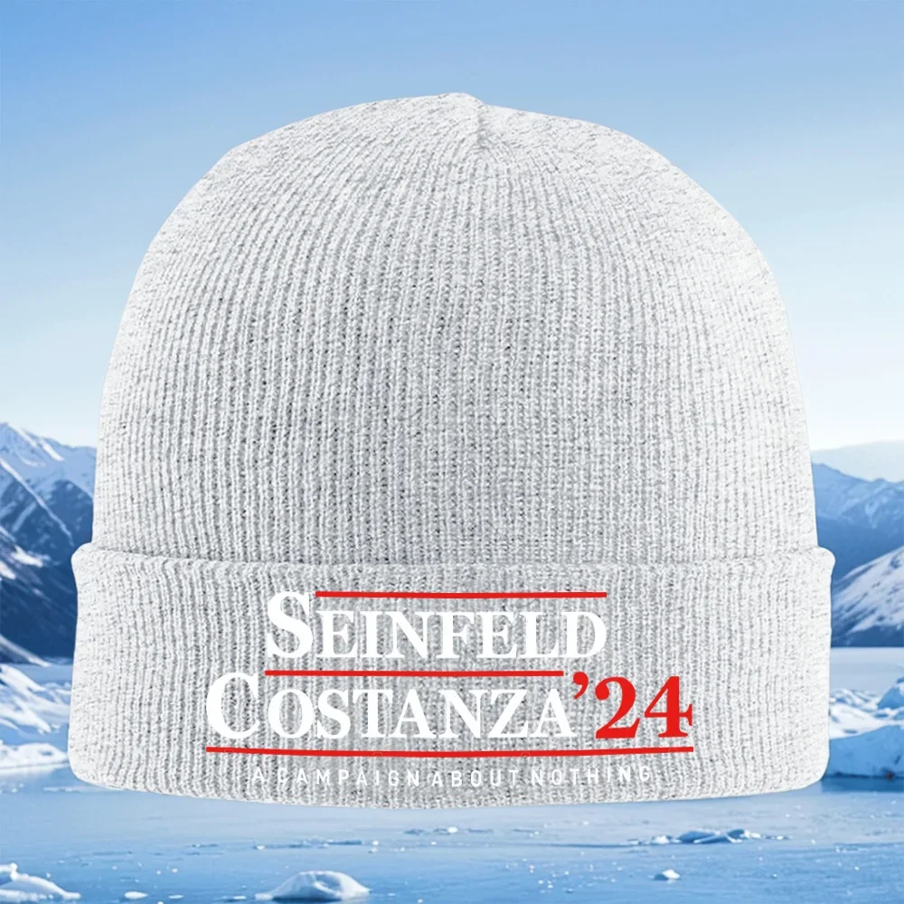 حملة سينفيلد كوستانزا عن لا شيء للرجال والنساء للجنسين قبعة محبوكة قبعة صوفية قبعة شتوية حرارية دافئة لعيد الميلاد في الهواء الطلق