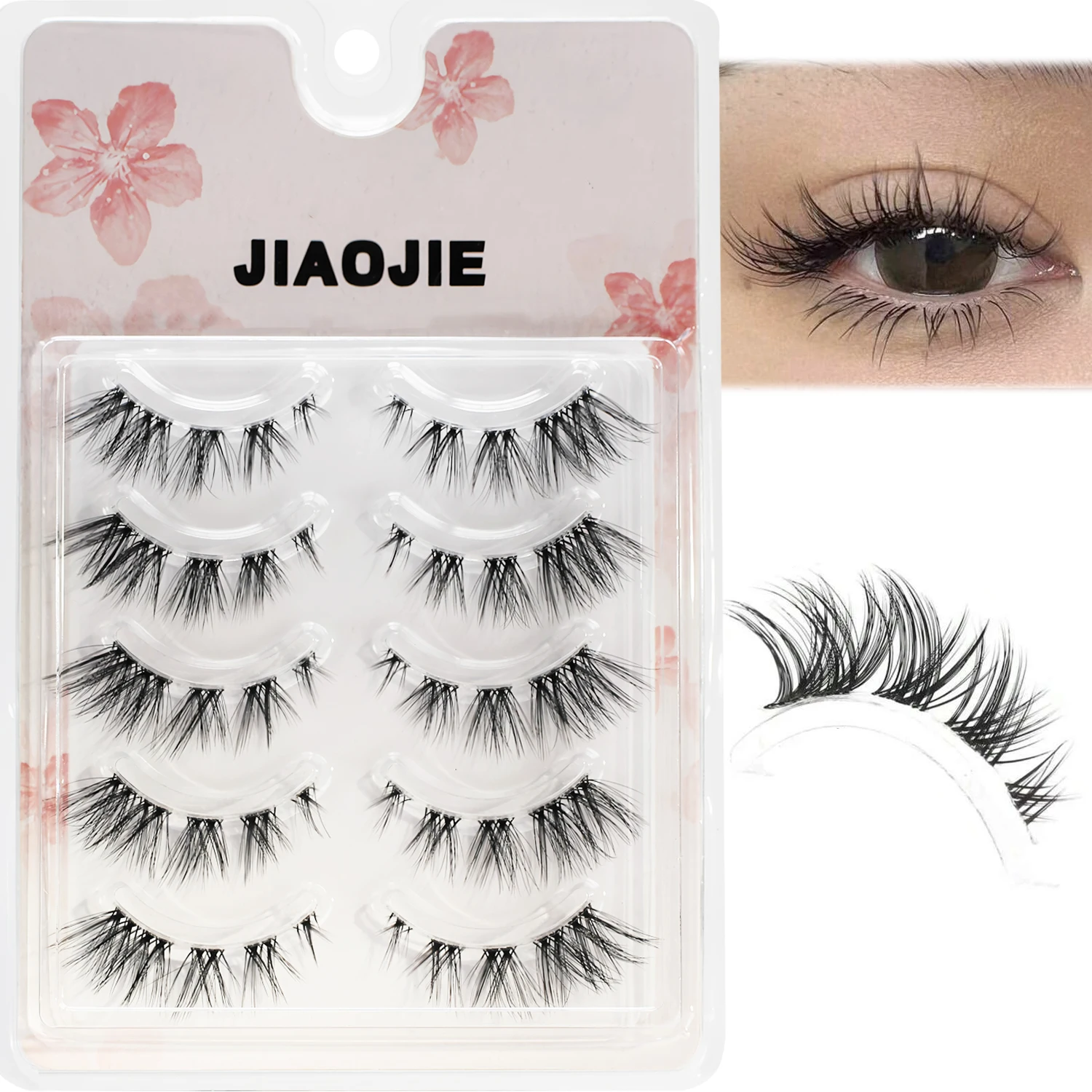 5 Paare: Natürliche, lange und schlanke falsche Wimpern, geeignet für alltägliches Party-Make-up, Augen- und Feen-Wimpern, perfekt für einen charmanten Look.