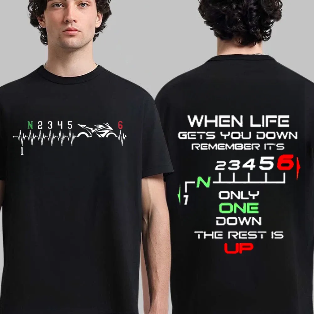 

1N23456 Motorcycle Equipment Bike Heartbeat Print Men's Women's T-shirt Summer T-shirt Extra Large Men's T-shirt Pattern T-shirt