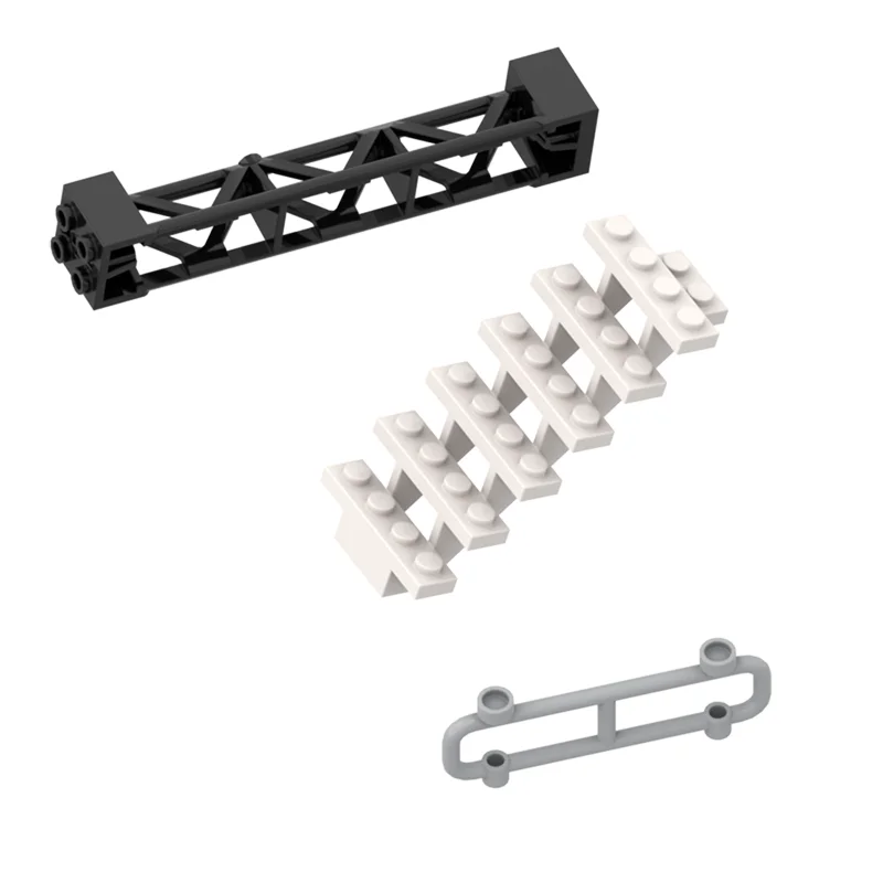 Compatible with 95347 2x2x10 fire column track support  30134  assembled 7x4x6 stairs 2486 spliced 1x8x2 fence guardrail  MOC