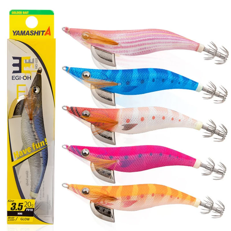 ياماشيتا مضيئة الخشب الروبيان EGI-OH F خطاف صيد على شكل سمكة الصيد الحبار الطعم قارب البحر الصيد إغراء 2/2.5/3/3.5 6.5 جرام/10 جرام/15 جرام/20 جرام