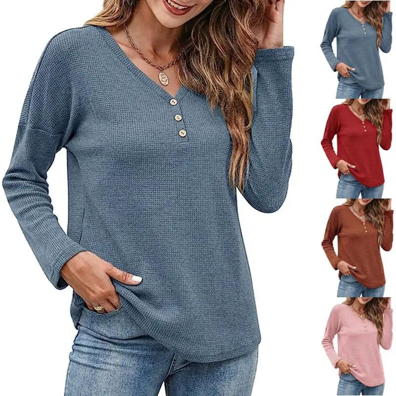 

Autumn New Women's Color Pearl Long Sve T-irt Cleanfit 3D Sle Loose Ciwalk Pure Color Linen A-Line Sve T-irt