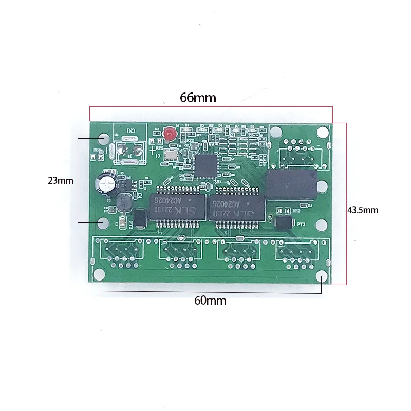 Módulo de interruptor Ethernet industrial no gestionado, placa PCBA, puertos de detección automática OEM, placa base de 5V-24V, 10/100M