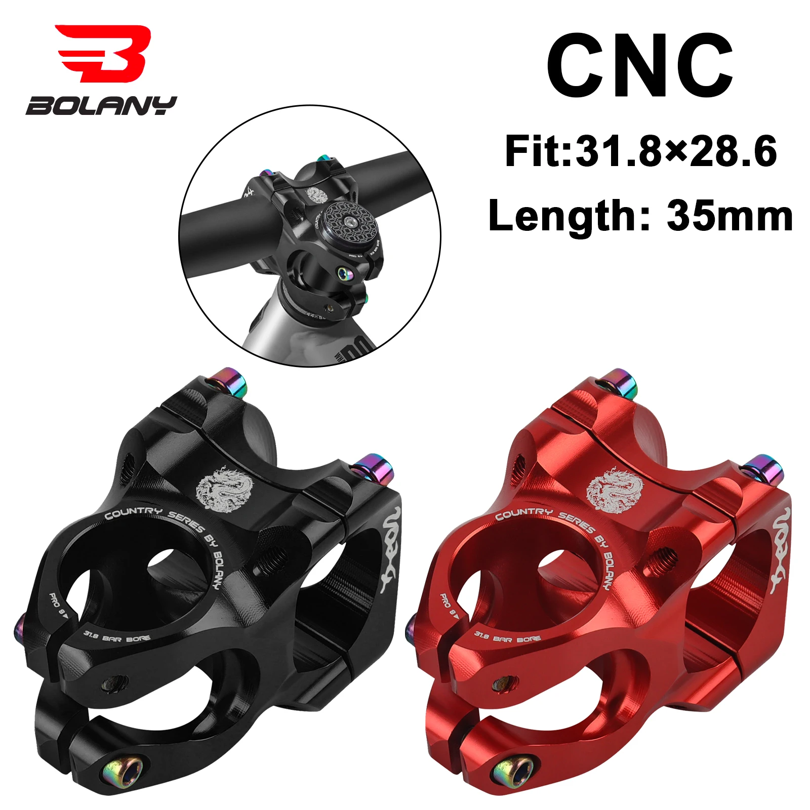 

BOLANY MTB Ultralight Stem CNC 28.6MM High Strength Aluminum Alloy Short Stem 0 Degree Mountain Bicycle Accessories MTB Power