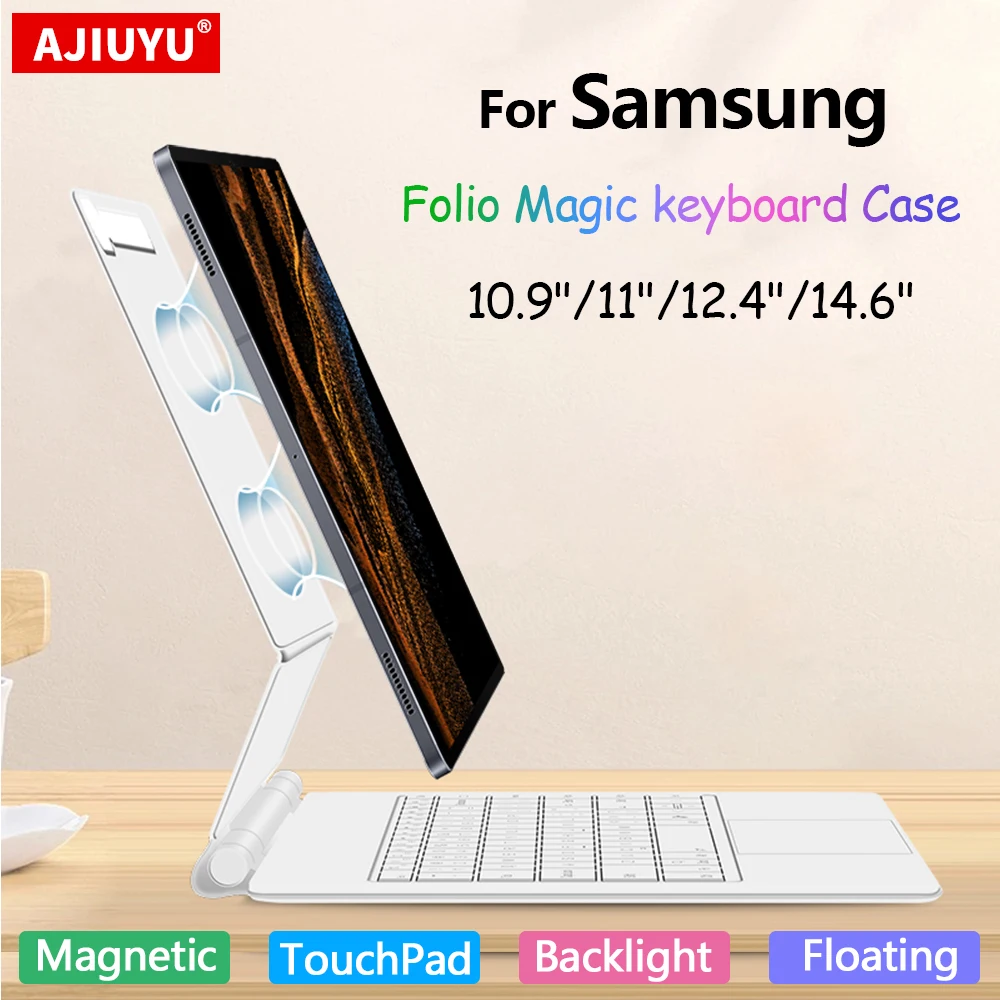 

Magic Keyboard For Samsung Galaxy Tab S7 S8 S9 S10 FE 10.9 11" S7FE S9 FE+ Plus S10+ 12.4 S8/S9/S10 Ultra 14.6 Inch Smart Case