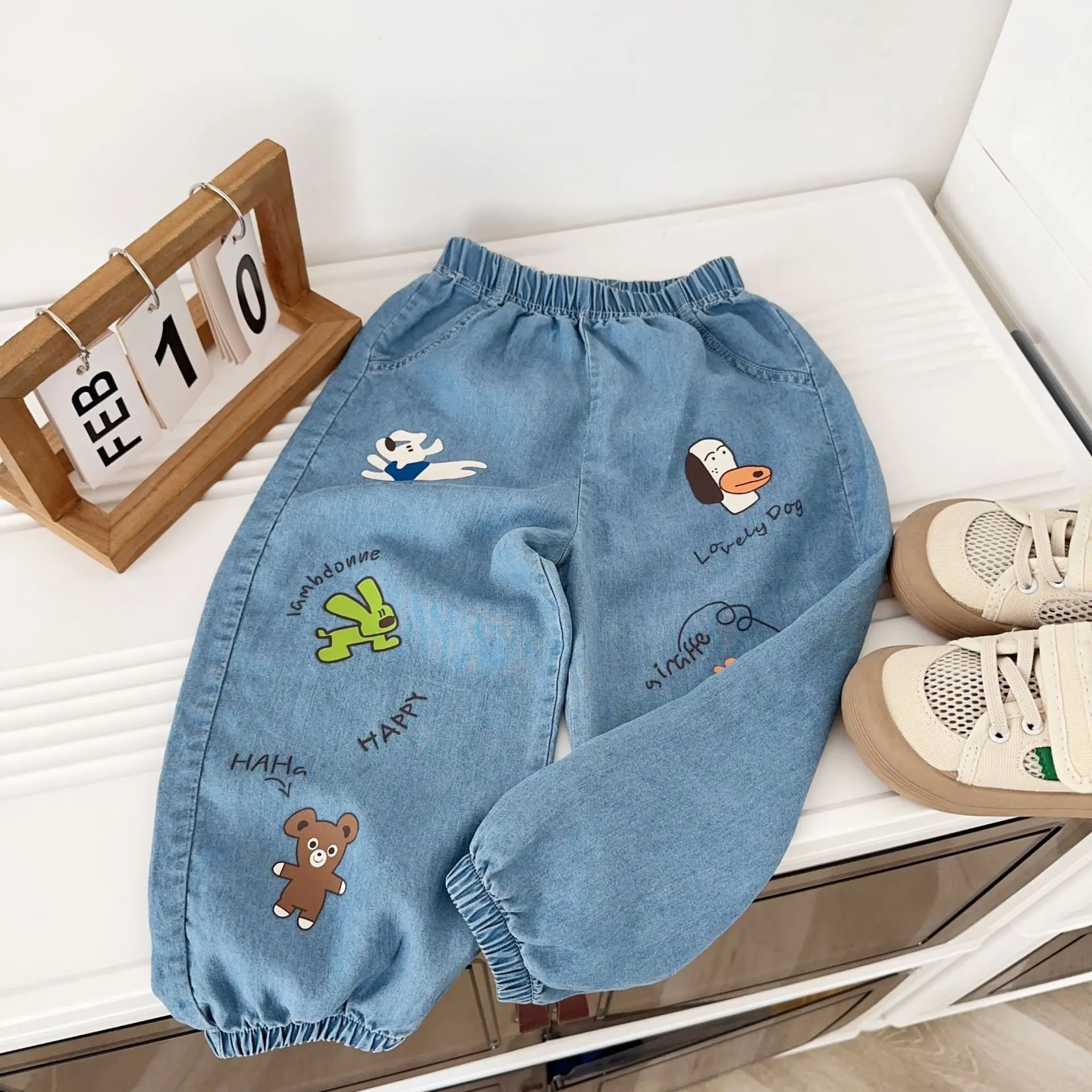

Children's Mosquito Repellent Pants 2025 Summer Cool Long Cotton Cartoon Embroidered Baby Lantern Pants For Baby