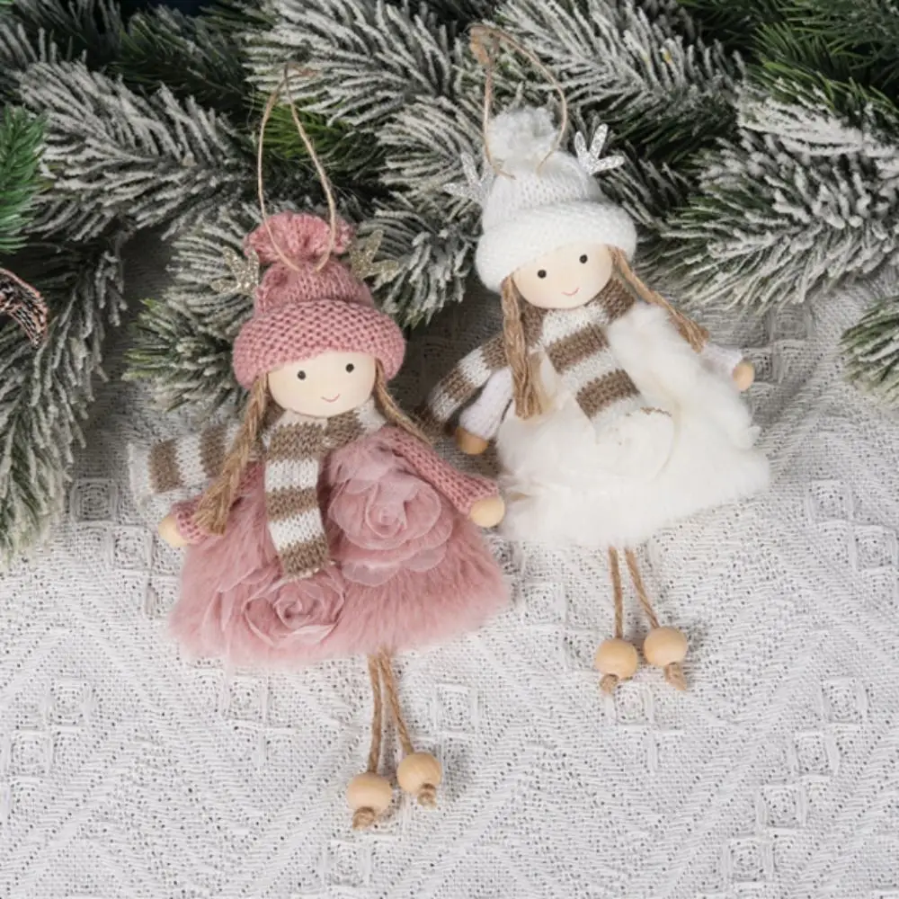 Angel Christmas Plush Girls Pendant Xmas Ornament Antler Plush Doll Pendant Photographic Props Party Supplies