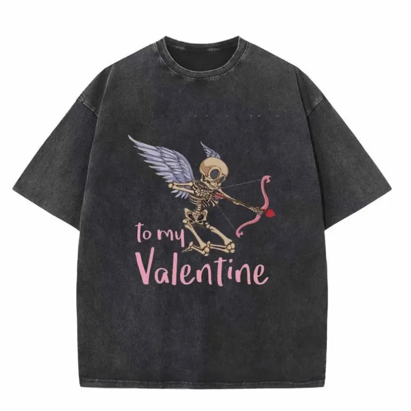 Did I Scare You Skull Graphic T-shirt Grunge Aesthetic Streetwear Unisex Oversized Summer Cotton Acid Wash Tee Clothing Tops