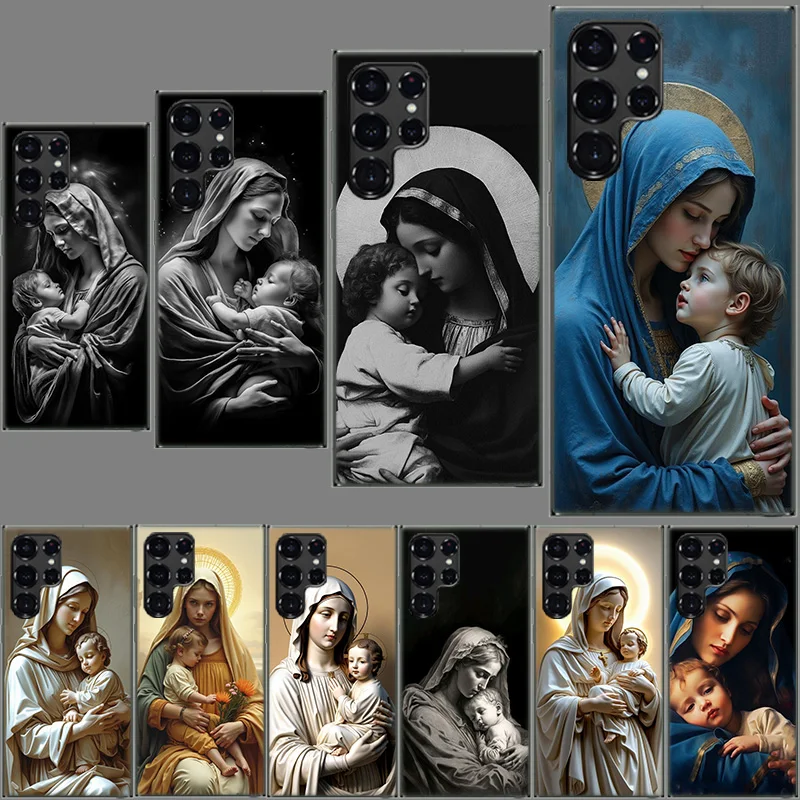 The Virgin Mary and the Baby Phone Case For Samsung Galaxy S24 S23 S21 S20 FE S22 S26 Ultra S25 Edge S10 Plus Cover Clear TPU Ca