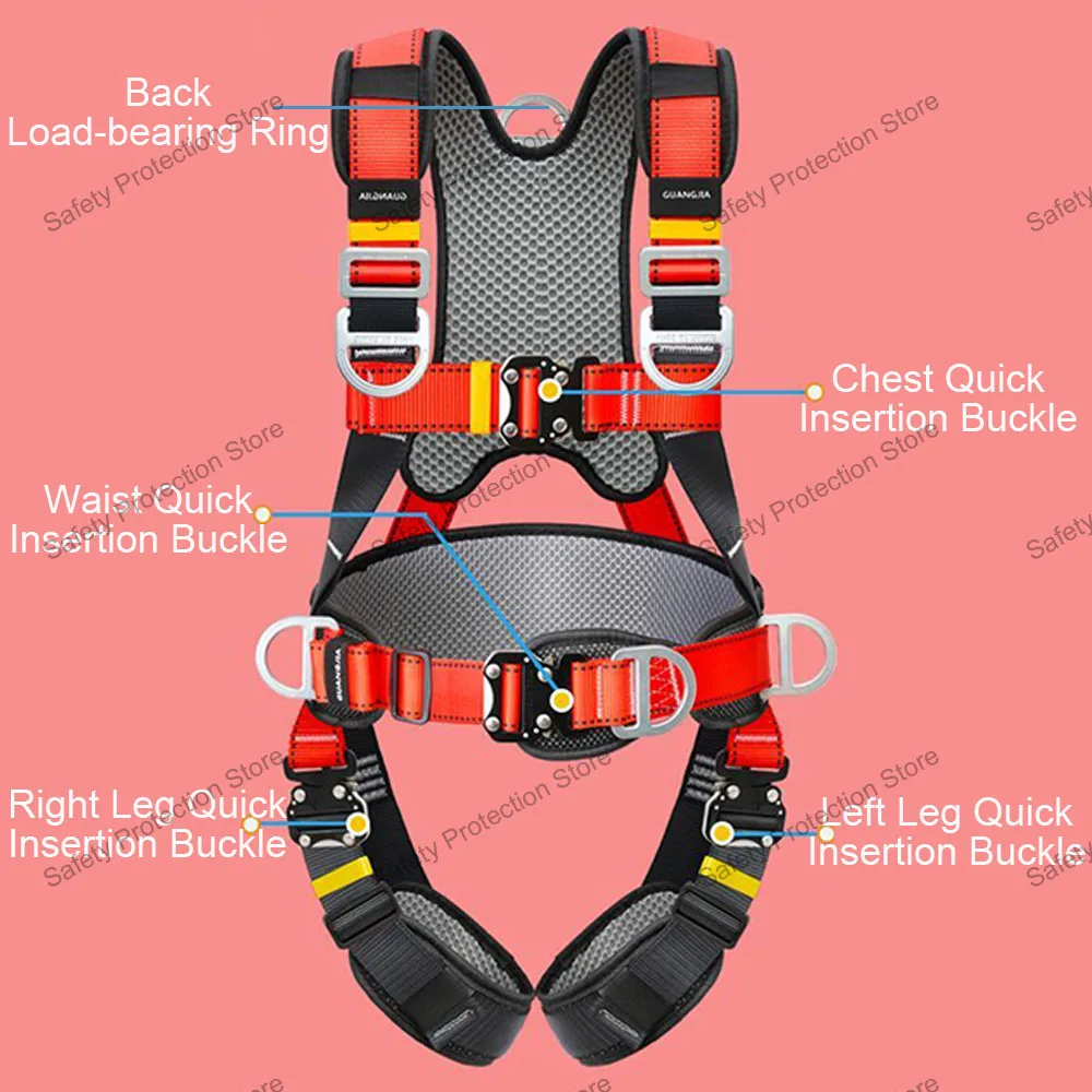 Five-point High Altitude Work Safety Harness Full Body Safety Belt Rope Outdoor Climbing Training Construction Protect Equipment