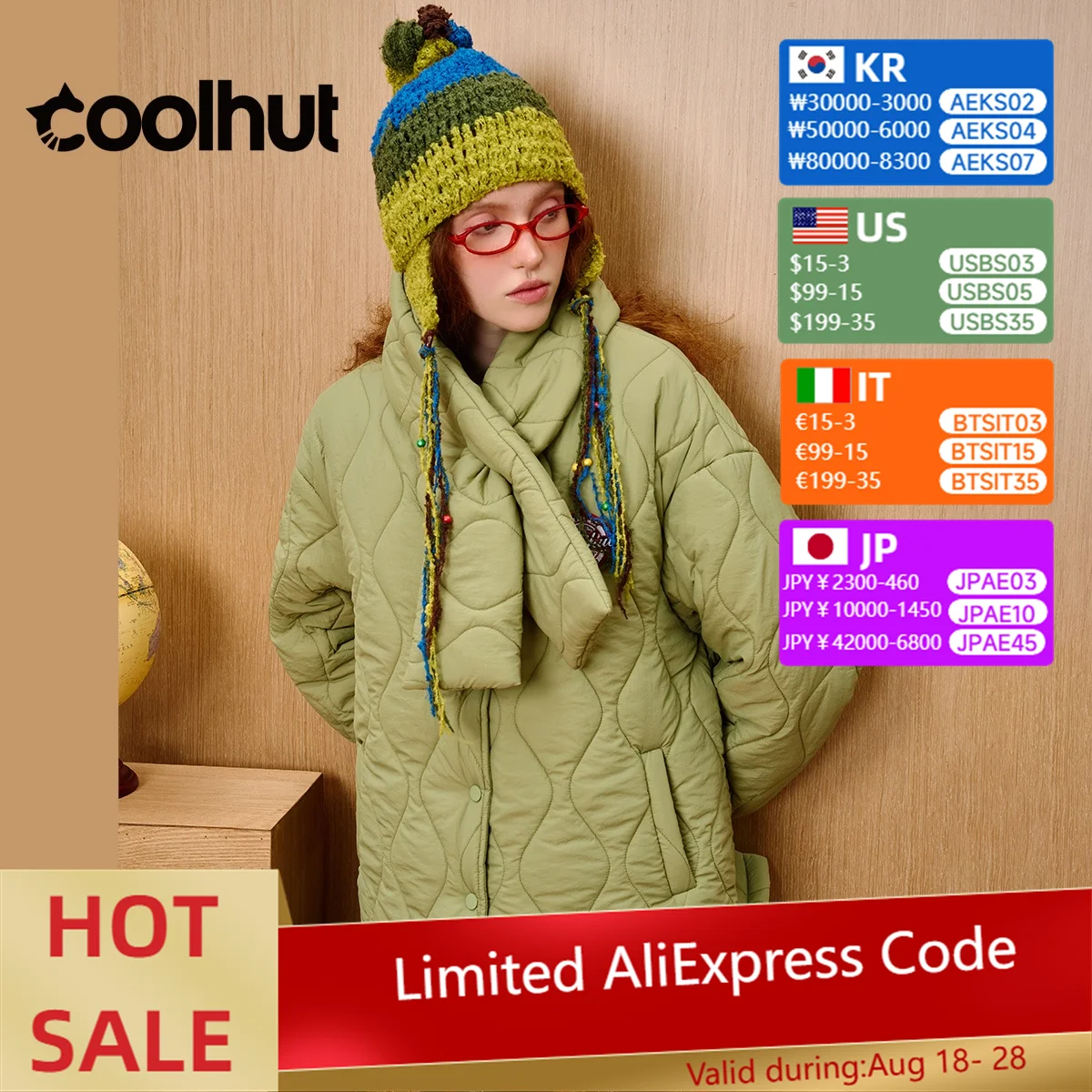 

COOLHUT 2025 Women's Lightweight Winter Jacket with Scarf Collar Slim Fit Quilted Padded Coat for Petite Non-Puffy Korean Style
