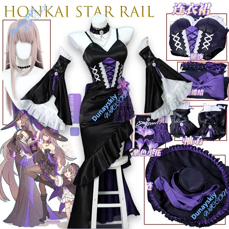 

Герта Косплей Honkai Star Rail Костюм Готический Аниме Платье Комплект Темный Костюм Персонажа Сексуальный Хэллоуин Ролевая Игра Рождество Cos