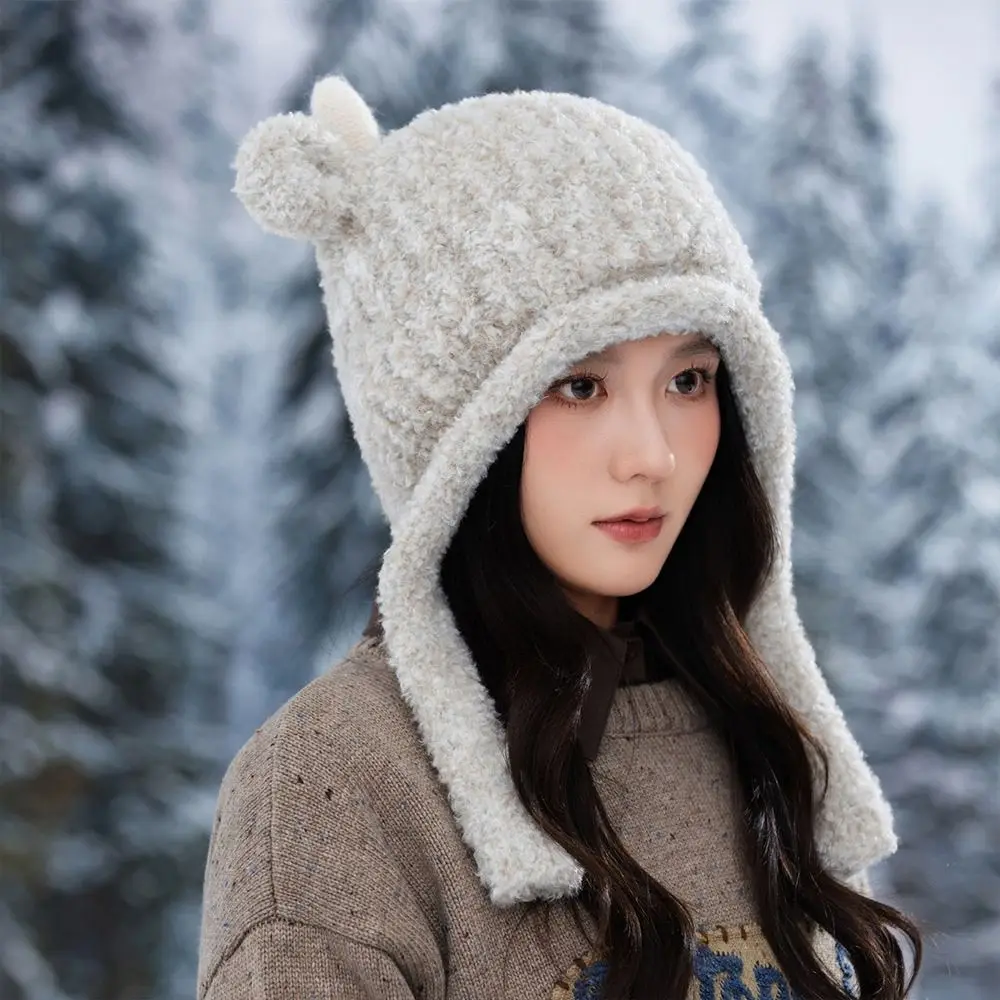 جديد الفراء محبوك غزل قبعة يندبروف سدادات حماية الأذن قبعة الشتاء مرونة الدافئة غطاء للأذنين قبعة في الهواء الطلق