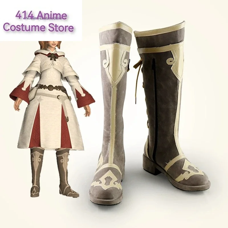 FF14 White Magic School Uniform Halloween Carnival Party Cosplay Shoes Boots Costume