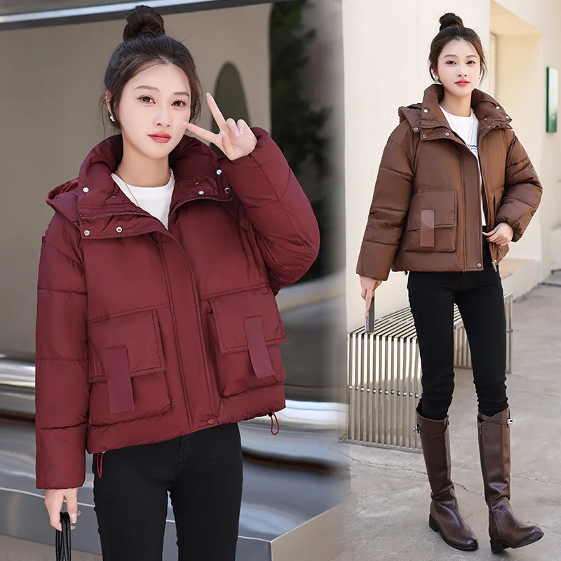 Frauen Winter warm lässig lose Parkas Daunen Baumwoll jacke Mäntel solide übergroße elegante weibliche weiche dicke Puffer Kapuzen kleidung