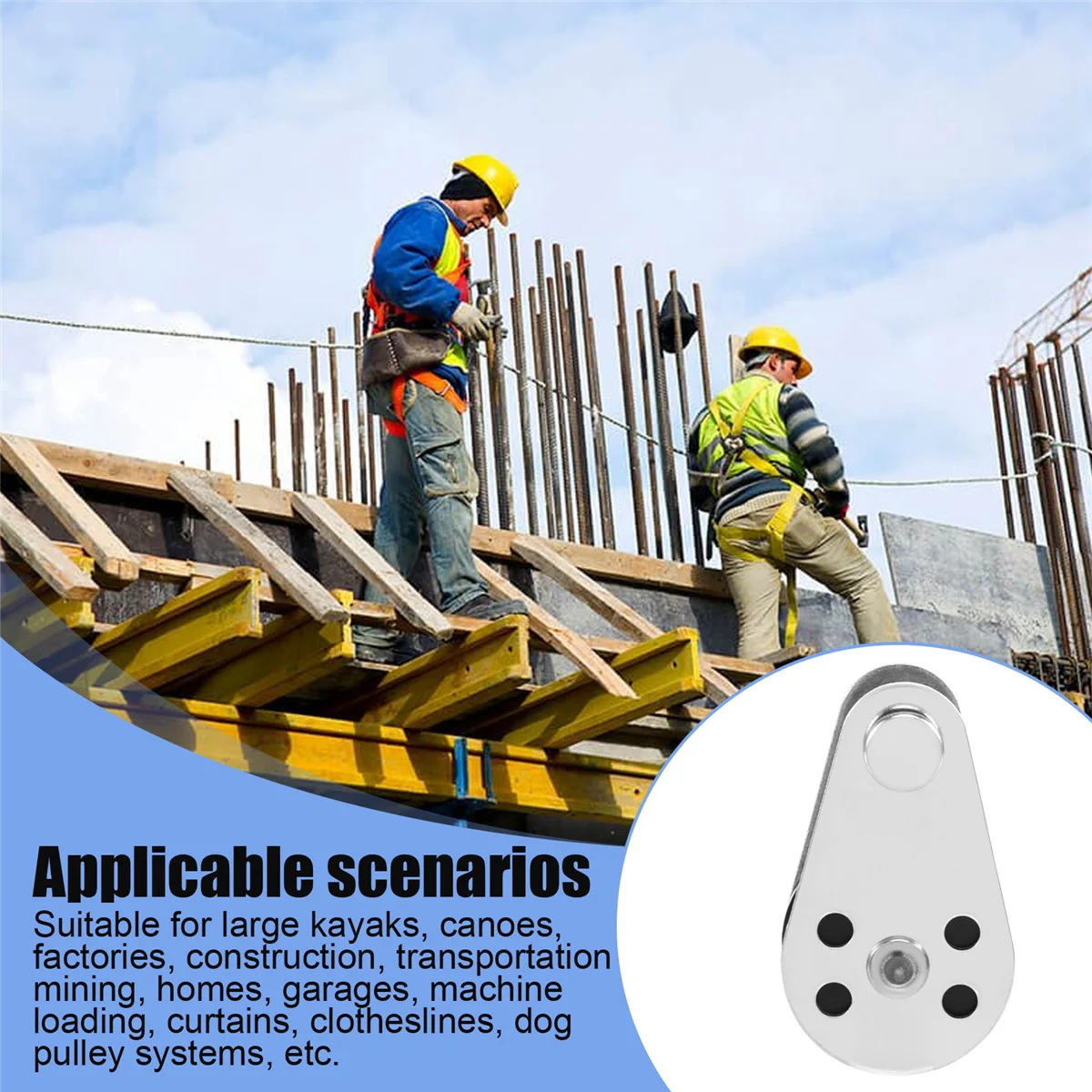 Abyl 5 peças de aço inoxidável m25 polia bloco pendurado fio roda de reboque fio de elevação cabo polia rolo