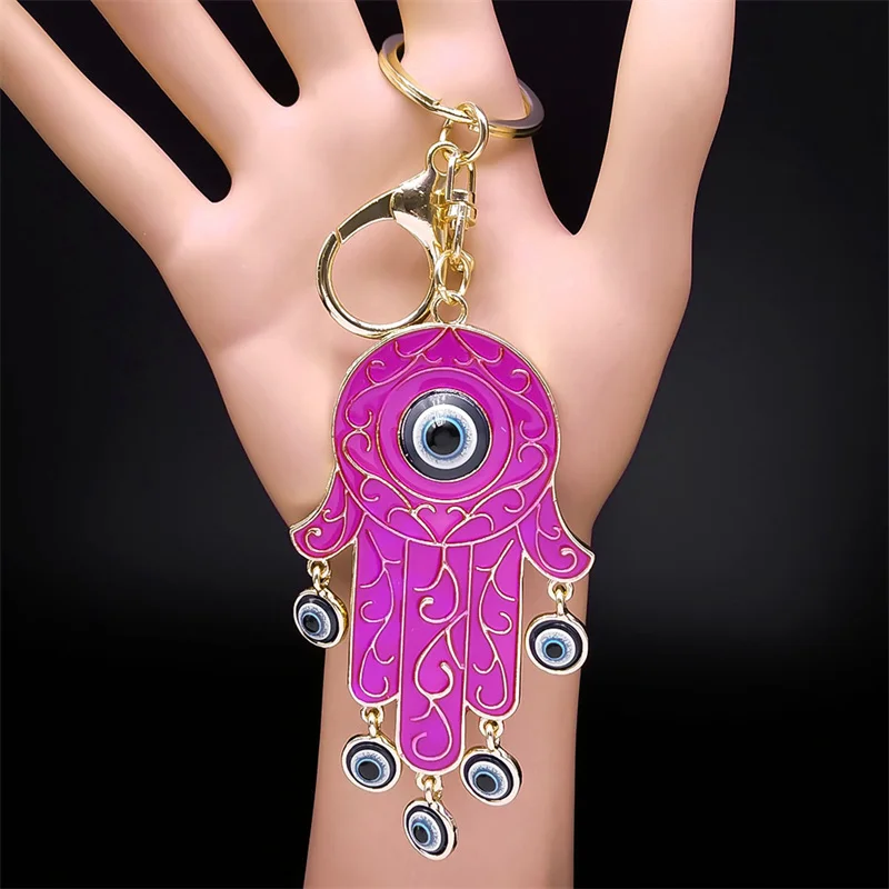 

Hand of Fatima Turkey Blue Eyes Tassel Keychain Lucky Hamsa Hands Turkish Eyes Keyring Pendant Jewelry chaveiro para carro K9064