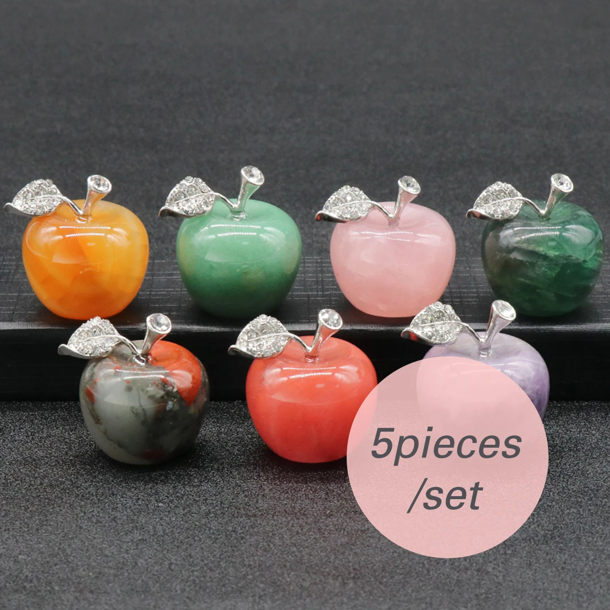 

5 шт., случайные украшения из натурального полудрагоценного камня яблока, Ranodm, цветной камень, украшения, аксессуары 25x30 мм