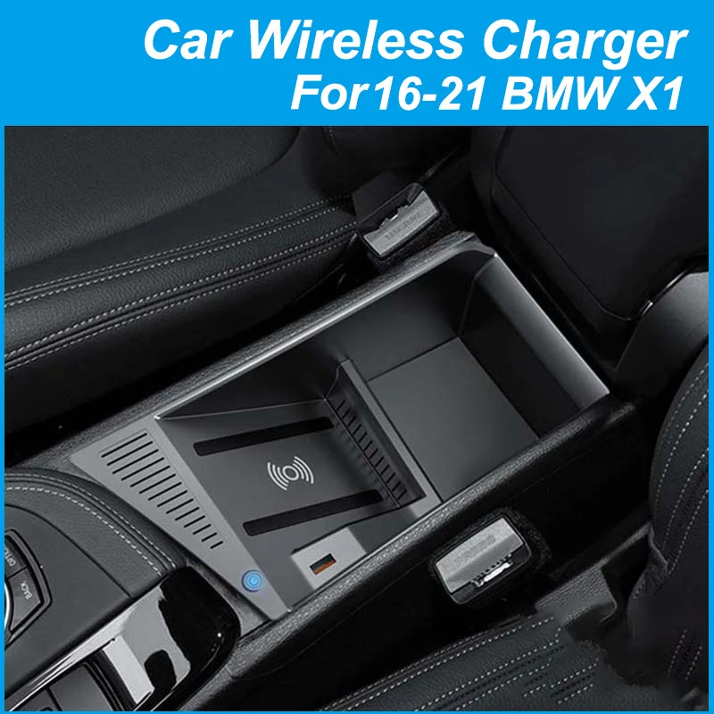 

For Bmw X1 F48 Car QI Wireless Charging Charger Mobile Phone Fast Charging Holder 15W Storage Box 2016-2021